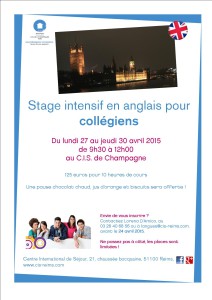 stage anglais avril 2015