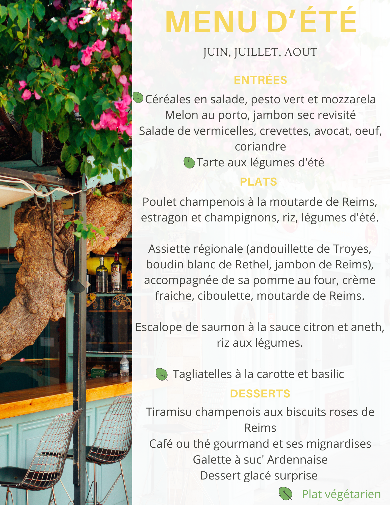 menu d'éte pour les repas améliorés